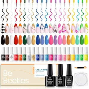 Beetles French Tip Gel Liner Nail Polish Set- 20 Colors Nail Art Polish Brown Glitter Pink Blue White Red Purple Swirl Gel Nails Polish Nails Art Painted Build in Thin Brush Manicure Gifts for Women(0-20 Colors Gel Art Set)