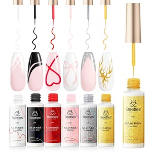 Beetles French Tip Gel Liner Nail Polish Set- 20 Colors Nail Art Polish Brown Glitter Pink Blue White Red Purple Swirl Gel Nails Polish Nails Art Painted Build in Thin Brush Manicure Gifts for Women(Grid Girl)