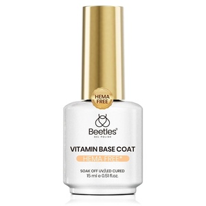 Beetles Gel Base Coat for Nails 15ml, HEMA Free TPO Free Base Gel Polish, UV LED Soak Off, Long Lasting No Lift Nail Primer, Nail Strengthening Base for Gel Manicure(Clear)