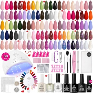 Beetles Gel Nail Polish Kit with U V Light – 80Pcs Color Enchantment 55 Colors Gel Polish Starter Kit with Base Top Coat DIY Nails Supply Stickers Manicure Tools Home Salon Gift for Women(0-0 35 Colors Outfits)