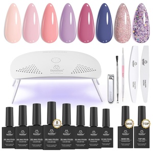 Beetles Gel Nail Polish Kit with Uv Light – 6 Colors Nude Gray Pink Gel Polish Starter Kit Manicure with Base Top Coat Soak off Led Salon DIY at Home Gifts for Women(1 – Eternal Allure)