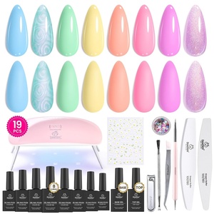 Beetles Gel Nail Polish Kit with Uv Light – 6 Colors Nude Gray Pink Gel Polish Starter Kit Manicure with Base Top Coat Soak off Led Salon DIY at Home Gifts for Women(1 – Spring Garden Party)