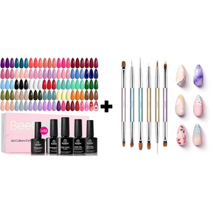 Beetles Gel Nail Polish Set with 6 Pcs Gel Nail Art Brushes Set