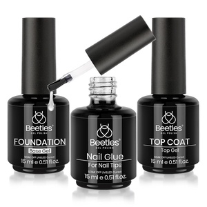 Beetles Gel Top Coat 15ml – HEMA-Free High Gloss for Gel Nail Polish Shine UV/LED Curable Long Lasting for Beginner Home DIY & Salon Nail Art(0 – Base Top Coat Nail Glue Kit)