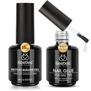 Beetles Gel Top Coat 15ml – HEMA-Free High Gloss for Gel Nail Polish Shine UV/LED Curable Long Lasting for Beginner Home DIY & Salon Nail Art(0-15ML *2 Nail Glue and Builder Nail Gel)