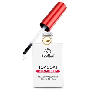 Beetles Gel Top Coat 15ml – HEMA-Free High Gloss for Gel Nail Polish Shine UV/LED Curable Long Lasting for Beginner Home DIY & Salon Nail Art(15ml Hema-Free Gel Top Coat)