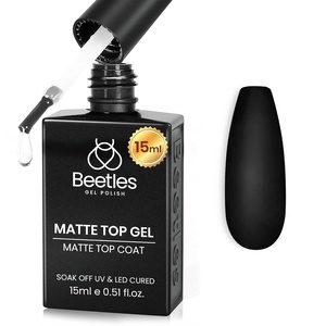 Beetles Gel Top Coat 15ml – HEMA-Free High Gloss for Gel Nail Polish Shine UV/LED Curable Long Lasting for Beginner Home DIY & Salon Nail Art(4-15ml matte top coat)