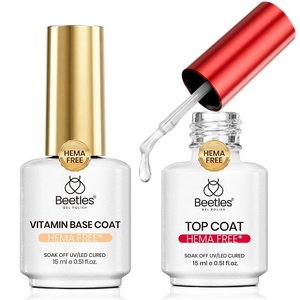 Beetles Gel Top Coat 15ml – HEMA-Free High Gloss for Gel Nail Polish Shine UV/LED Curable Long Lasting for Beginner Home DIY & Salon Nail Art(Clear)