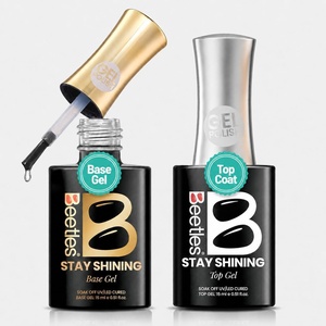 Beetles Gel Top Coat 15ml – HEMA-Free High Gloss for Gel Nail Polish Shine UV/LED Curable Long Lasting for Beginner Home DIY & Salon Nail Art(Stay Shining Gel Base and Top Coat)