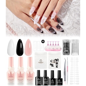 Beetles Gift Gel Nail Polish Set, Wedding Nail Lace Poem Beetles X DIY Nail Trend Kit with Bow Pearl Lace Transfer Stickers and Manicure Tools Gifts for Women