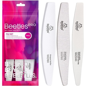 Beetles Glass Nail File for Natural Nails 3 Pack – Double-Sided Crystal Nail Files with Case Etched Gentle Nails Care for Shaping & Polishing Manicure, Washable Reusable Glass Fingernail Files(0-3 Pcs Nail Files and Buffers)