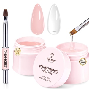 Beetles HEMA-Free Hard Gel for Nails-1.06oz 9 in 1 Jelly Nude UV/LED Lamp Cured Sculpting Stengthener Gel for Nail Extension & Nail High Hardness Nails for Manicurist Women(Clear & Jelly Nude)