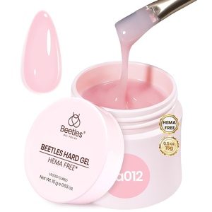 Beetles HEMA-Free Hard Gel for Nails-1.06oz 9 in 1 Jelly Nude UV/LED Lamp Cured Sculpting Stengthener Gel for Nail Extension & Nail High Hardness Nails for Manicurist Women(0.5 oz-Pink)