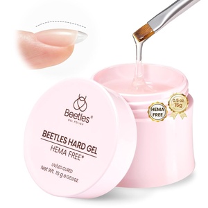 Beetles HEMA-Free Hard Gel for Nails-1.06oz 9 in 1 Jelly Nude UV/LED Lamp Cured Sculpting Stengthener Gel for Nail Extension & Nail High Hardness Nails for Manicurist Women(0.5 oz-Clear)
