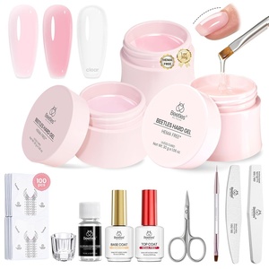 Beetles HEMA-Free Hard Gel for Nails-1.06oz 9 in 1 Jelly Nude UV/LED Lamp Cured Sculpting Stengthener Gel for Nail Extension & Nail High Hardness Nails for Manicurist Women(Peach Petal)