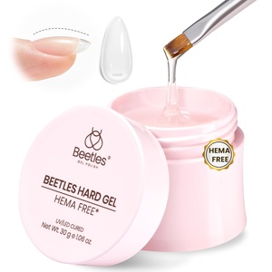 Beetles Hard Gel for Nails-Rose Dusk 1 oz 9 in 1 Nail Extension, Sculpting, High Hardness for Salon Professionals, Pink Builder Nail Gel, UV & LED Lamp Needed(Dewy Breeze Clear HEMA-Free 1 oz)