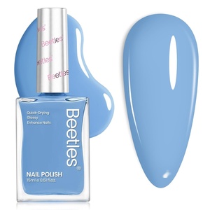 Beetles Light Blue Nail Polish – Beach Bliss, Pastel Nail Polish Blue Quick Dry, Soft Sky Sea Color Spring Nails, Long-Lasting Pastel Nails, Fingernail Art Effect for Manicure Salon – 0.51Fl Oz/15ML(Beach Bliss)