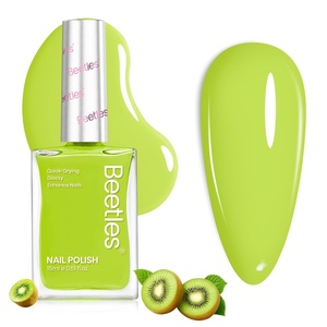 Beetles Light Blue Nail Polish – Beach Bliss, Pastel Nail Polish Blue Quick Dry, Soft Sky Sea Color Spring Nails, Long-Lasting Pastel Nails, Fingernail Art Effect for Manicure Salon – 0.51Fl Oz/15ML(Lush Fruit Green)
