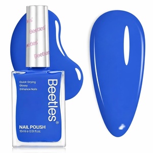 Beetles Light Blue Nail Polish – Beach Bliss, Pastel Nail Polish Blue Quick Dry, Soft Sky Sea Color Spring Nails, Long-Lasting Pastel Nails, Fingernail Art Effect for Manicure Salon – 0.51Fl Oz/15ML(Electric blue)