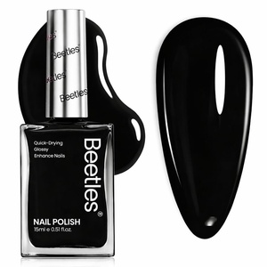 Beetles Light Blue Nail Polish – Beach Bliss, Pastel Nail Polish Blue Quick Dry, Soft Sky Sea Color Spring Nails, Long-Lasting Pastel Nails, Fingernail Art Effect for Manicure Salon – 0.51Fl Oz/15ML(Classic Black)