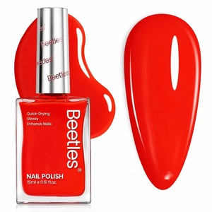 Beetles Light Blue Nail Polish – Beach Bliss, Pastel Nail Polish Blue Quick Dry, Soft Sky Sea Color Spring Nails, Long-Lasting Pastel Nails, Fingernail Art Effect for Manicure Salon – 0.51Fl Oz/15ML(Scarlet Red)