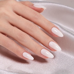 Beetles Milky White Press On Nails Short Almond, Gel Painted Natural White Soft Gel Summer Press Ons, 32Pcs 16 Sizes Reusable Fake Nails Kit with Nail Glue, 60 Adhesive Tabs Gift for Women(05-Medium Almond – Natural Milky White)