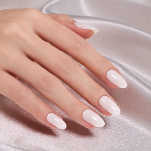Beetles Milky White Press On Nails Short Almond, Gel Painted Natural White Soft Gel Summer Press Ons, 32Pcs 16 Sizes Reusable Fake Nails Kit with Nail Glue, 60 Adhesive Tabs Gift for Women(04-Short Oval – Natural Milky White)