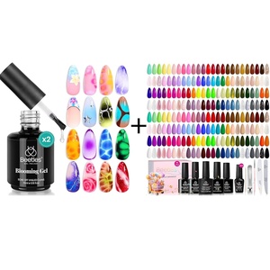 Beetles Nail Blooming Gel: 2 Pcs 15ml Clear Uv Led Nail Diy Design with Beetles 110 PCS Gel Nail Polish Set, 100 Colors Infinite Inspiration All Season
