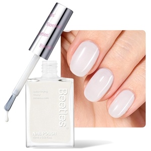 Beetles Nail Concealer – 2 In 1 Light Pink Jelly Nail Polish Nail Strengthener and Growth Fast Dry Quick Jelly Natural Nail Strengthener and Growth Treatment for Thin and Damaged Nails,0.51 FL OZ(Milk cheese)
