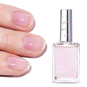 Beetles Nail Concealer – 2 In 1 Light Pink Jelly Nail Polish Nail Strengthener and Growth Fast Dry Quick Jelly Natural Nail Strengthener and Growth Treatment for Thin and Damaged Nails,0.51 FL OZ(Pink Shine)