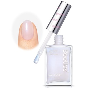 Beetles Nail Concealer – 2 In 1 Light Pink Jelly Nail Polish Nail Strengthener and Growth Fast Dry Quick Jelly Natural Nail Strengthener and Growth Treatment for Thin and Damaged Nails,0.51 FL OZ(White Cream Bubble)