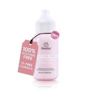 Beetles Nail Polish Remover – Non-Acetone, Fingernail Polish Remover for Natural Nails, Gentle Natural Formula with Almond Scent, Aloe Vera, Glycerin, Keratin with Controllable Bottle Mouth 4.06Fl Oz(20ML)
