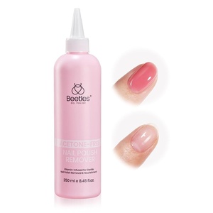 Beetles Nail Polish Remover – Non-Acetone, Fingernail Polish Remover for Natural Nails, Gentle Natural Formula with Almond Scent, Aloe Vera, Glycerin, Keratin with Controllable Bottle Mouth 4.06Fl Oz(250ML)
