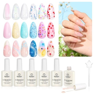 Beetles Nail Prep Kit Nail Dehydrator and Primer Nail Care Tool Kit 20ml Large Capacity Acid-Free & Hema-Free Dehydrate Bond Primer with Manicure Tools for Acrylic Nail Gifts for Women(6Pcs Heart Star Reflective Glitter Gel)