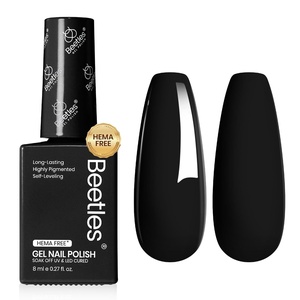 Beetles Neon Green Gel Nail Polish – Hema Free UV LED Soak Off Green Gel Polish Long-Lasting Colorful Bottle Day Nails Art Manicure Salon DIY(G – Creme Black | 8ml Square Bottle Collection)