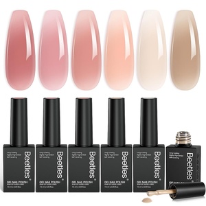 Beetles Nude Gel Nail Polish Set – 6 Colors Nude Pink Brown Neutral Jelly Gel Polish Kit Sheer Translucent Effect Soak Off UV Nail Art Design Drunken Rose Collection Manicure Gift for Women(Drunken Rose)