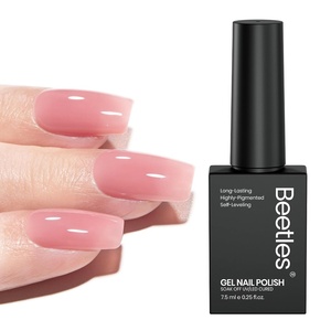 Beetles Nude Pink Gel Nail Polish – Muted Bloom Clear Pink, Natural Jelly Gel Polish, Sheer Translucent Colors, Nail Concealer Soak Off UV French Nail Art Manicure Gift for Women 7.5ML