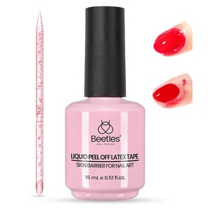 Beetles Odorless Liquid Latex for Nails 15ml – White Latex Nail Polish Barrier Peel Off Cuticle Guard for Gel Polish Protector Fingers Air Dry Nail Art Cuticle Protectors with Stick Gifts for Women(0-0-Pink Latex Liquid Cuticle Guard)