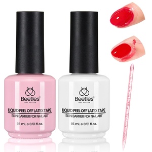 Beetles Odorless Liquid Latex for Nails 15ml – White Latex Nail Polish Barrier Peel Off Cuticle Guard for Gel Polish Protector Fingers Air Dry Nail Art Cuticle Protectors with Stick Gifts for Women(2*15ml Latex Liquid Cuticle Guard)