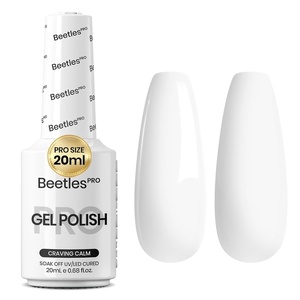 Beetles PRO White Gel Polish – Craving Calm, 20ml French White Gel Polish 4th of July Nails, Professional Nail Tech Formula, High Pigment Soak Off UV LED Long Lasting(A – Creme White | Craving Calm)