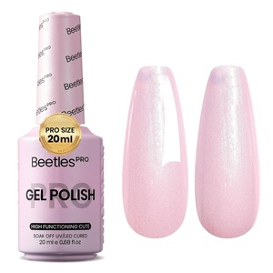 Beetles PRO White Gel Polish – Craving Calm, 20ml French White Gel Polish 4th of July Nails, Professional Nail Tech Formula, High Pigment Soak Off UV LED Long Lasting(B – Creme Pink | High Functioning Cute)