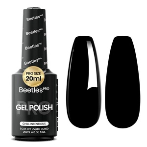 Beetles PRO White Gel Polish – Craving Calm, 20ml French White Gel Polish 4th of July Nails, Professional Nail Tech Formula, High Pigment Soak Off UV LED Long Lasting(G – Creme Black | Chill Intentions)