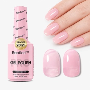 Beetles PRO White Gel Polish – Craving Calm, 20ml French White Gel Polish 4th of July Nails, Professional Nail Tech Formula, High Pigment Soak Off UV LED Long Lasting(B – Creme Pink | Feeling Good)