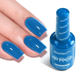 Beetles PRO White Gel Polish – Craving Calm, 20ml French White Gel Polish 4th of July Nails, Professional Nail Tech Formula, High Pigment Soak Off UV LED Long Lasting(D – Creme Blue | Cold Shoulder)