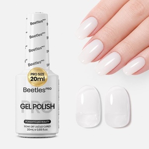 Beetles PRO White Gel Polish – Craving Calm, 20ml French White Gel Polish 4th of July Nails, Professional Nail Tech Formula, High Pigment Soak Off UV LED Long Lasting(A – Creme White | Romanticized Reality)