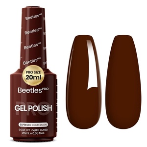 Beetles PRO White Gel Polish – Craving Calm, 20ml French White Gel Polish 4th of July Nails, Professional Nail Tech Formula, High Pigment Soak Off UV LED Long Lasting(I – Creme Brown | Espresso Confession)