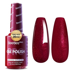 Beetles PRO White Gel Polish – Craving Calm, 20ml French White Gel Polish 4th of July Nails, Professional Nail Tech Formula, High Pigment Soak Off UV LED Long Lasting(C – Creme Red | Emotional Support Red)