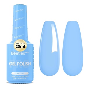 Beetles PRO White Gel Polish – Craving Calm, 20ml French White Gel Polish 4th of July Nails, Professional Nail Tech Formula, High Pigment Soak Off UV LED Long Lasting(D – Creme Blue | Keep It Cool)