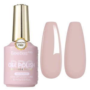 Beetles PRO Yellow Gel Polish – Chamomile Light, HEMA-Free & TPO-FREE, 15ml Bright Lemon Yellow Color Gel Polish Summer, UV LED Soak Off Gel for Salon & Home Use(B – Creme Pink | Go With It)
