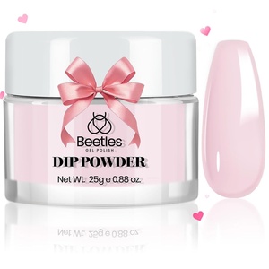 Beetles Pink Dip Powder Barely Color, 25g Dipping Nail Art Starter Manicure DIY Home Salon Long Lasting Nail Design No Nail Lamp Needed Summer Gift for Women(Natural Pink)